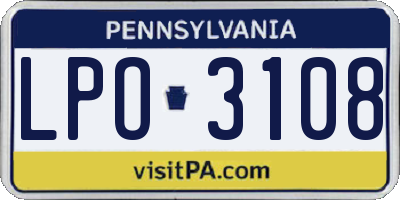 PA license plate LPO3108