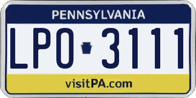 PA license plate LPO3111