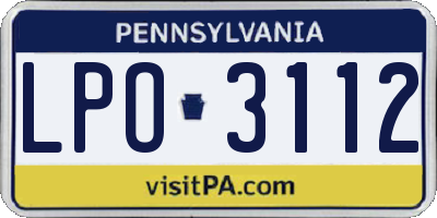 PA license plate LPO3112