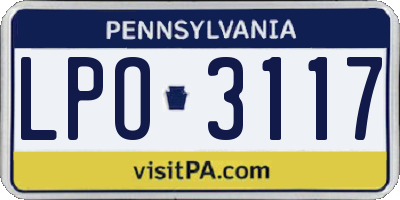 PA license plate LPO3117