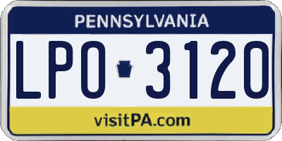 PA license plate LPO3120