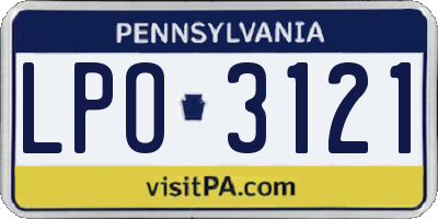 PA license plate LPO3121