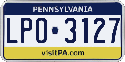 PA license plate LPO3127