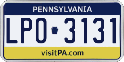 PA license plate LPO3131