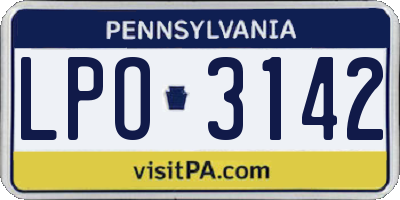 PA license plate LPO3142