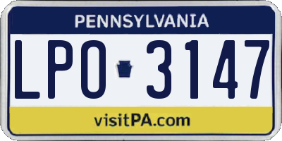PA license plate LPO3147