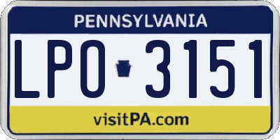 PA license plate LPO3151