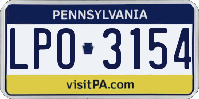 PA license plate LPO3154