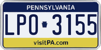 PA license plate LPO3155