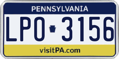 PA license plate LPO3156