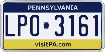 PA license plate LPO3161