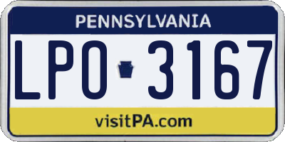 PA license plate LPO3167