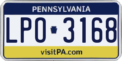 PA license plate LPO3168