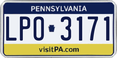PA license plate LPO3171