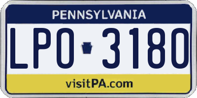 PA license plate LPO3180