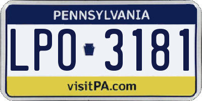 PA license plate LPO3181