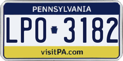 PA license plate LPO3182