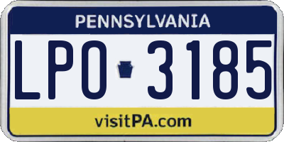 PA license plate LPO3185