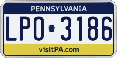 PA license plate LPO3186