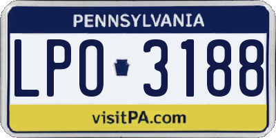 PA license plate LPO3188