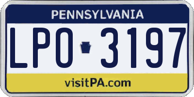 PA license plate LPO3197