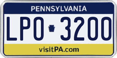 PA license plate LPO3200