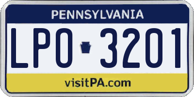 PA license plate LPO3201