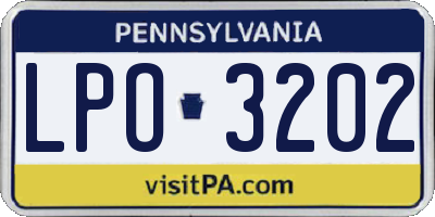 PA license plate LPO3202