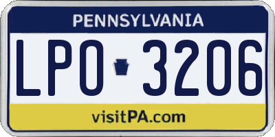 PA license plate LPO3206