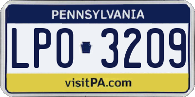 PA license plate LPO3209