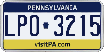 PA license plate LPO3215