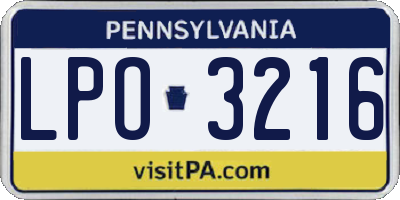 PA license plate LPO3216