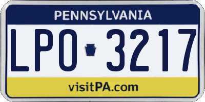 PA license plate LPO3217
