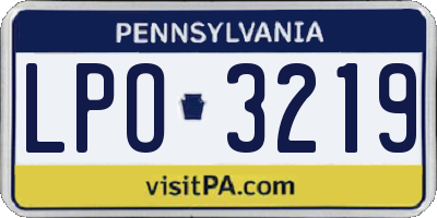PA license plate LPO3219