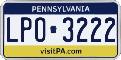 PA license plate LPO3222