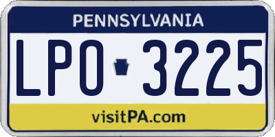 PA license plate LPO3225