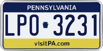 PA license plate LPO3231