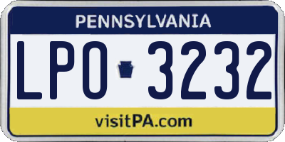 PA license plate LPO3232
