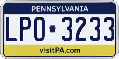 PA license plate LPO3233