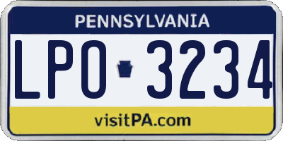 PA license plate LPO3234