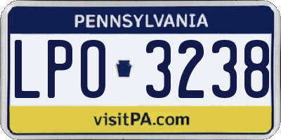 PA license plate LPO3238
