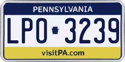 PA license plate LPO3239