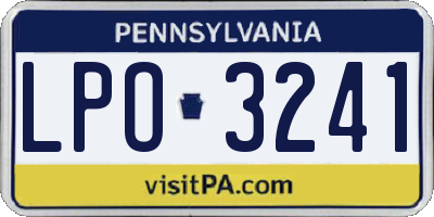 PA license plate LPO3241