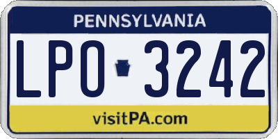 PA license plate LPO3242