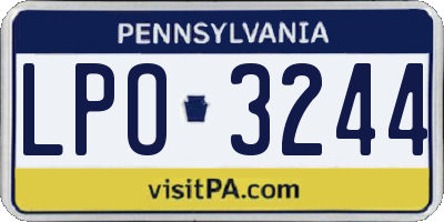 PA license plate LPO3244