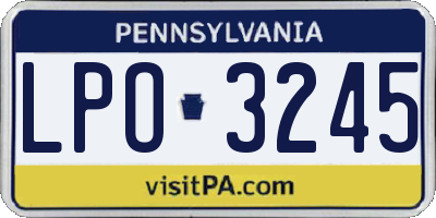 PA license plate LPO3245