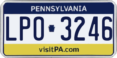PA license plate LPO3246