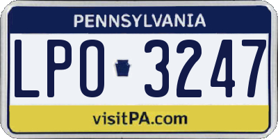 PA license plate LPO3247
