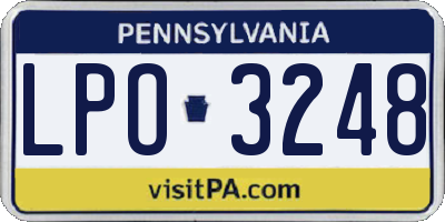 PA license plate LPO3248