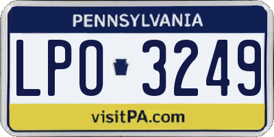 PA license plate LPO3249